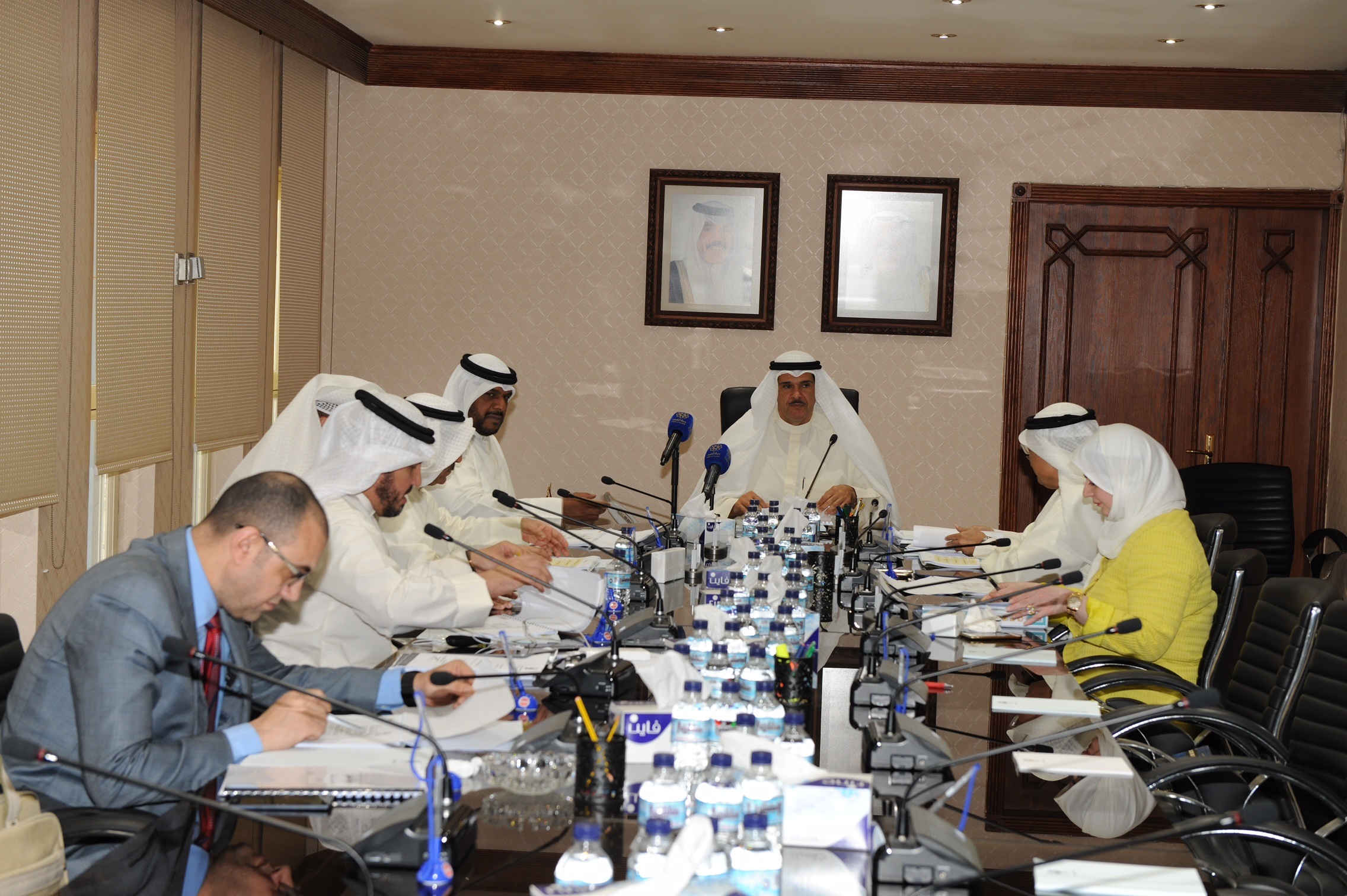Minister of Information and Minister of State for Youth Affairs Sheikh Salman Sabah Al-Salem Al-Humoud Al-Sabah meets members of the board of the Public Authority for Sports (PAS)