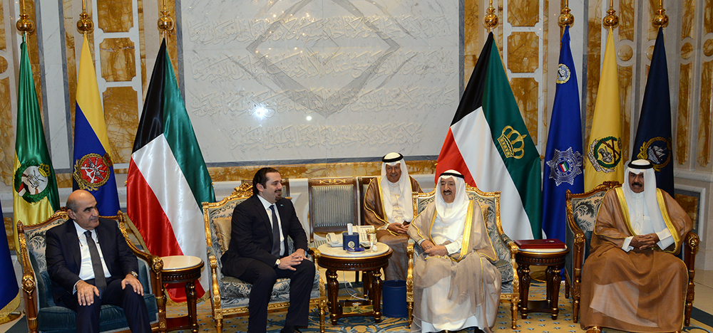 His Highness the Amir Sheikh Sabah Al-Ahmad Al-Jaber Al-Sabah receives former Prime Minister of Lebanon Saad Rafiq Al-Hariri