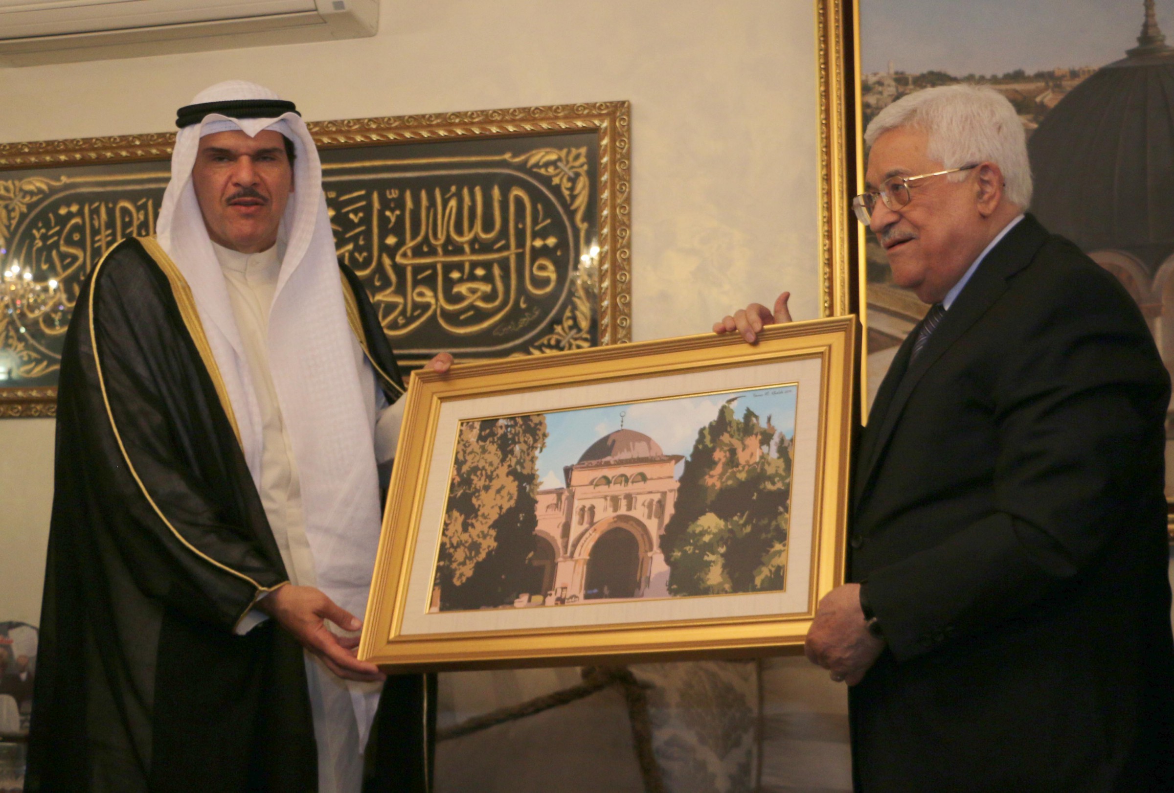 Palestinian President Mahmoud Abbas meets Kuwaiti Minister of Information and Minister of State for Youth Affairs Sheikh Salman Al-Humoud Al-Sabah