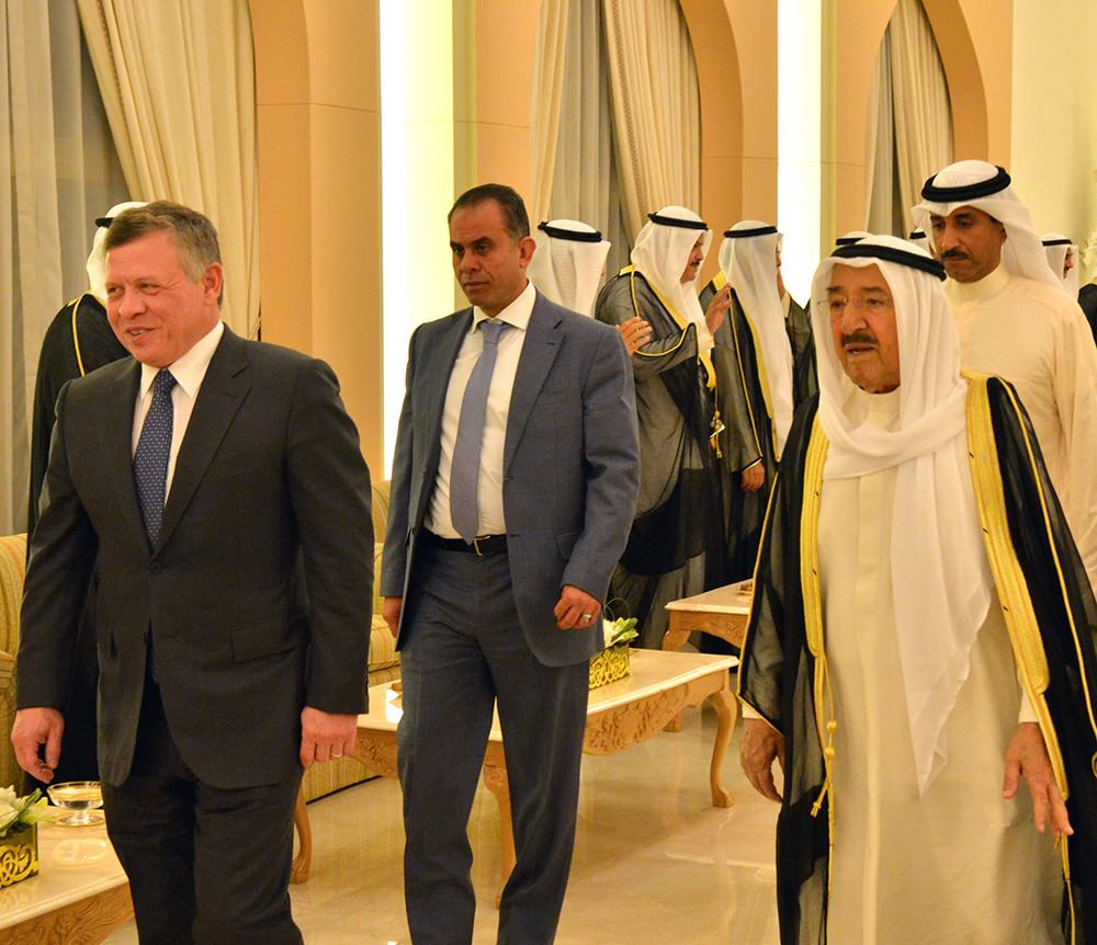 His Highness the Amir Sheikh Sabah Al-Ahmad Al-Jaber Al-Sabah with King Abdullah II of Jordan during the banquet
