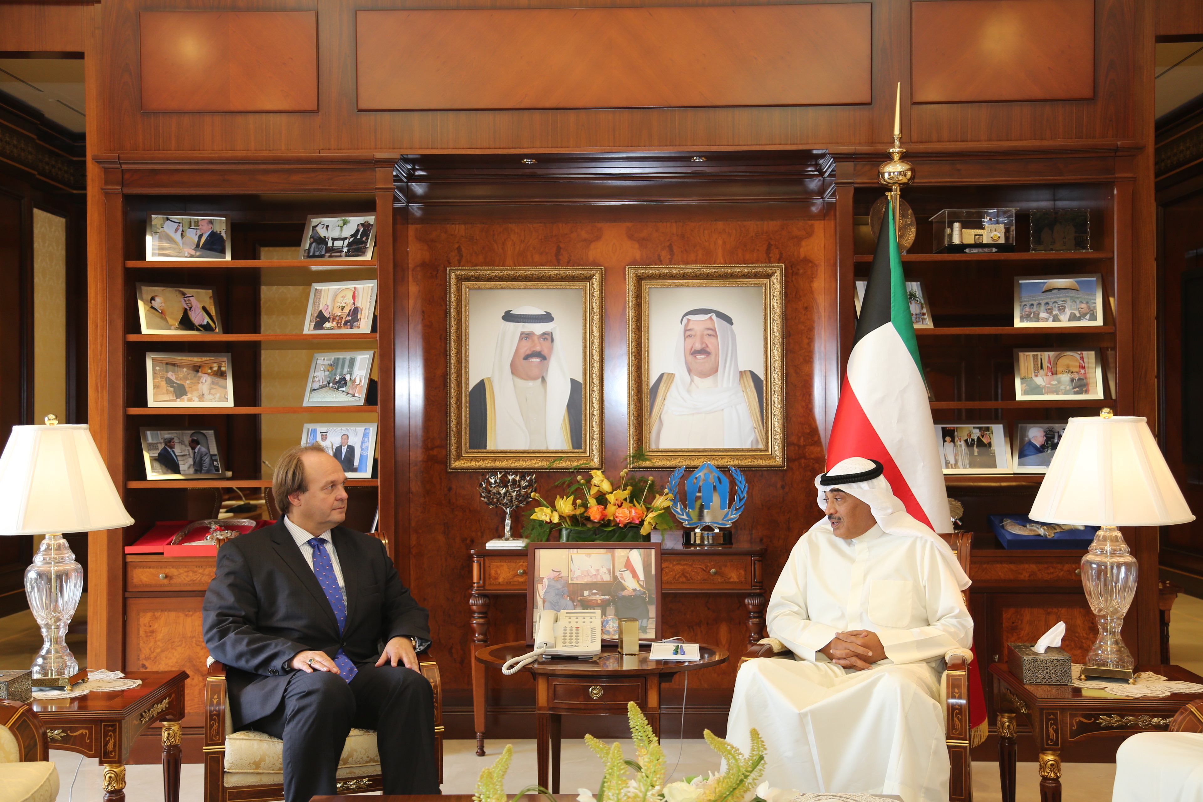 First Deputy Prime Minister and Foreign Minister Sheikh Sabah Khaled Al-Hamad Al-Sabah received German Ambassador to Kuwait Eugen Wollfarth