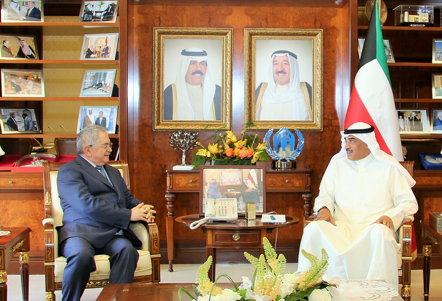 First Deputy Prime Minister and Foreign Minister Sheikh Sabah Khaled Al-Hamad Al-Sabah received Romanian Ambassador to Kuwait Vasile Sofineti