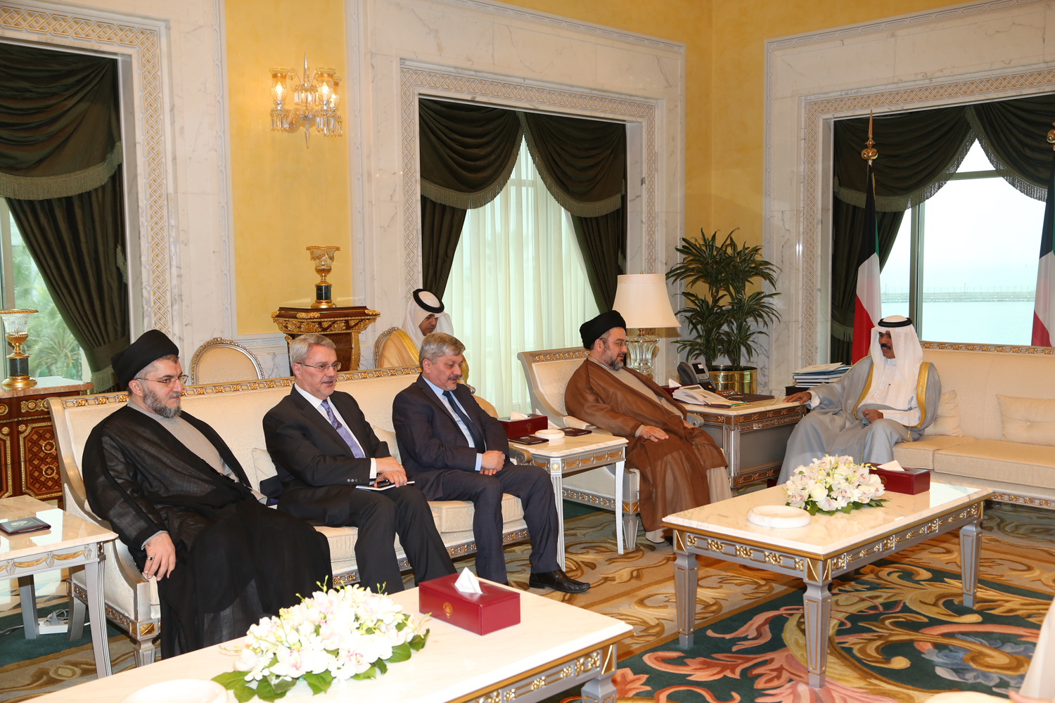 His Highness the Crown Prince Sheikh Nawaf Al-Ahmad Al-Jaber Al-Sabah received visiting Iraqi member of parliament Dr. Ibrahim Mohammad Bahr Al-Uloum and his accompanying delegation
