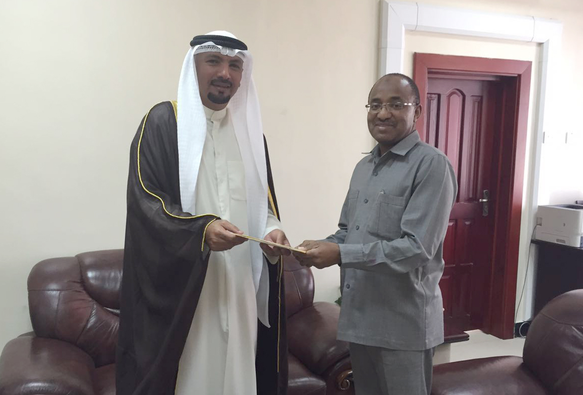 Kuwait Ambassador to Tanzania Jassem Al-Najem during extradited a message to Tanzanian Defense Minister Hussein Mwinyi 