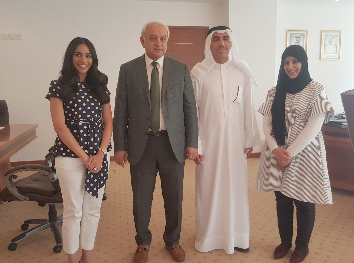 Minister of Education and Higher Education Dr. Bader Al-Essa receives female students, Huda Al-Rasheed and Munira Al-Rakhees