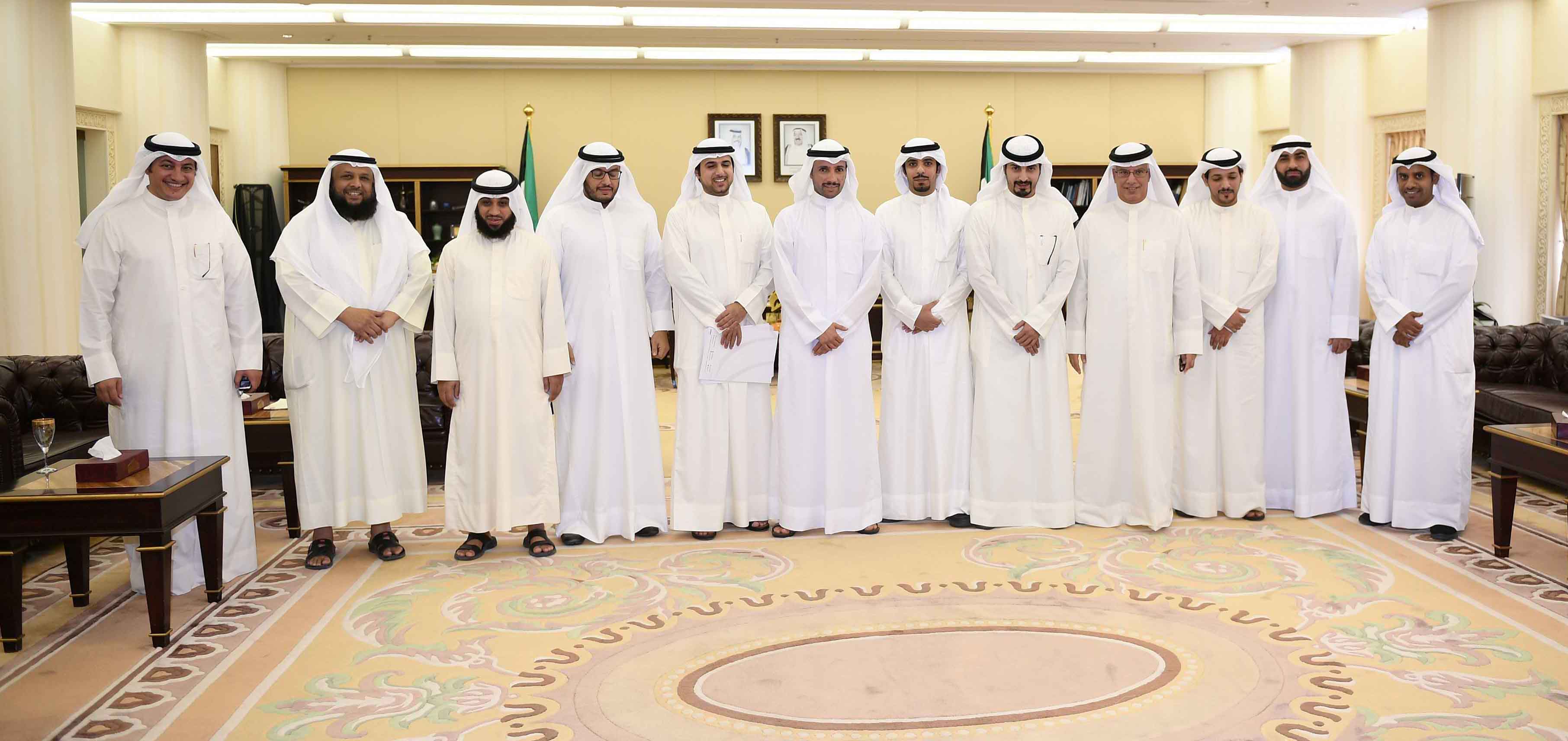 National Assembly Speaker Marzouq Al-Ghanim meets with head of the Kuwait Fire Service Directorate's trade union Khaled Al-Ajmi, and members of the union
