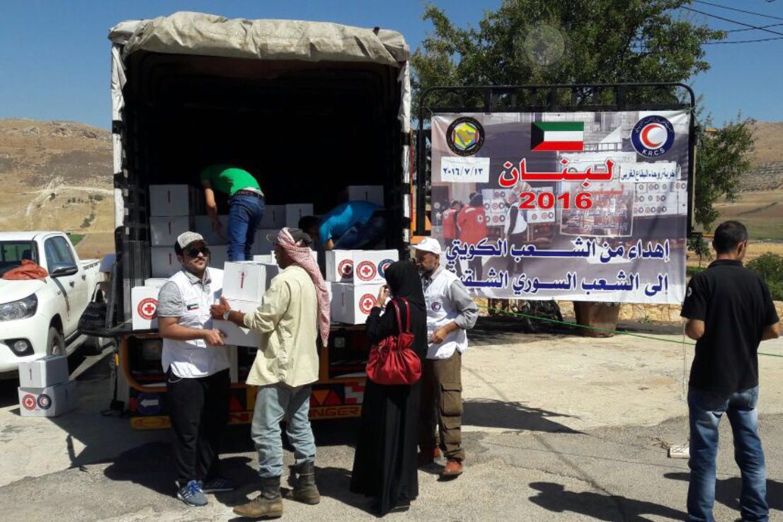 KRCS continues distribution of aid to displaced Syrians in Lebanon