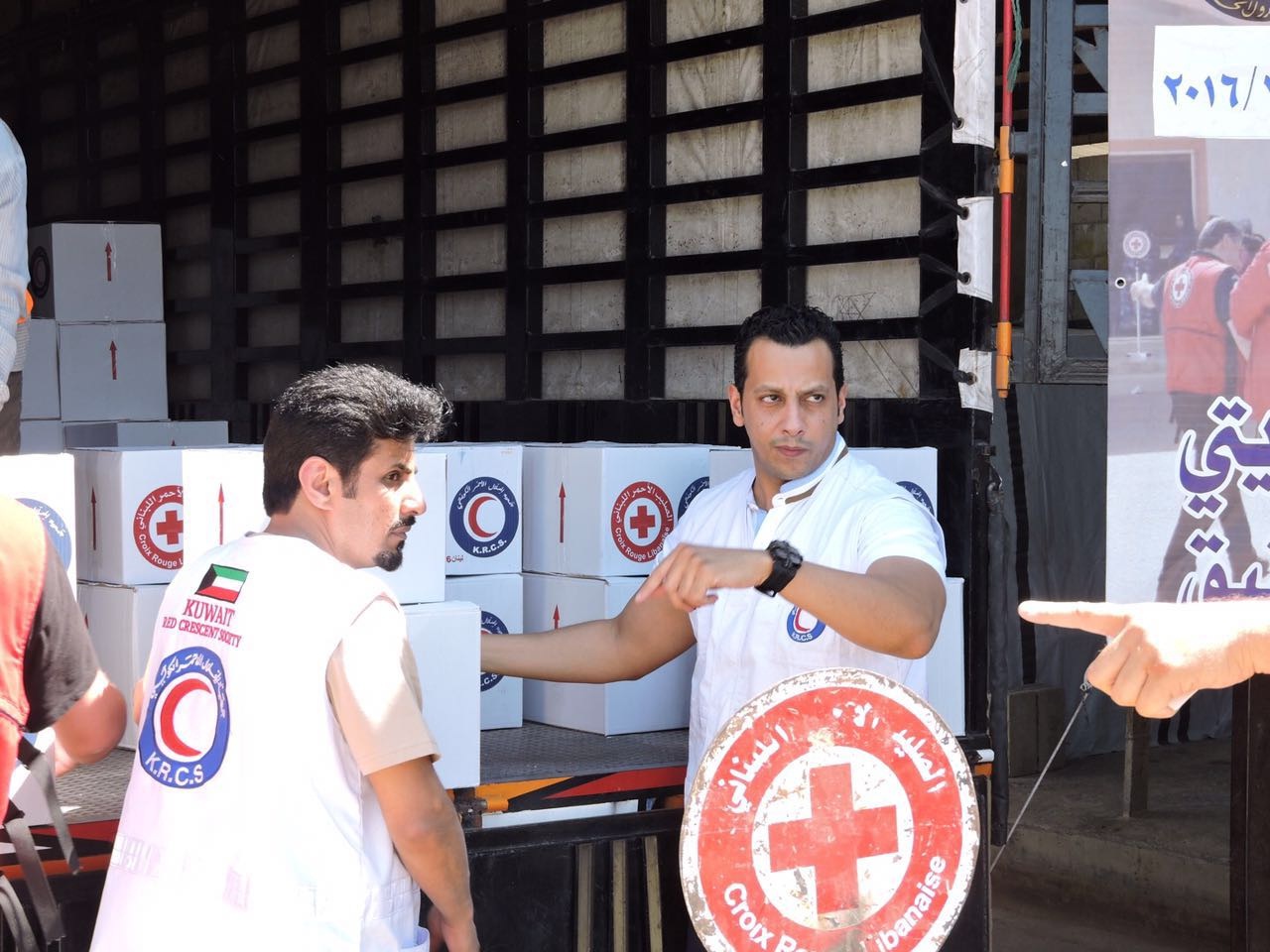 Kuwait Red Crescent Society distributs relief supplies to Syrian refugees in eastern Lebanon