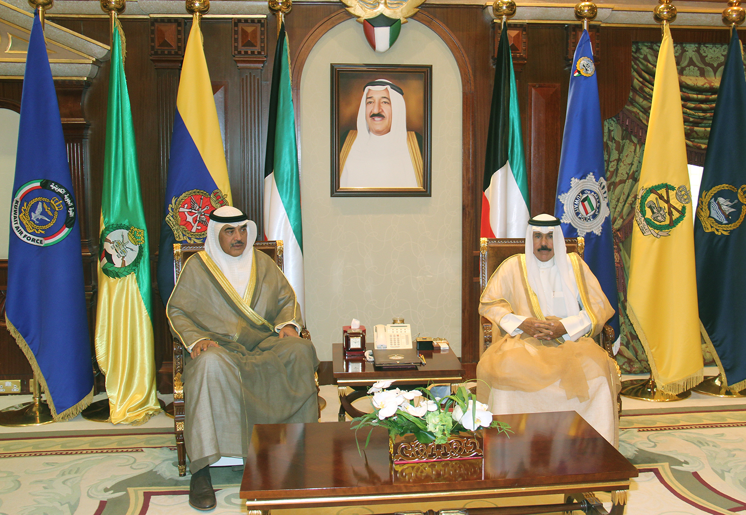 His Highness the Deputy Amir and Crown Prince Sheikh Nawaf Al-Ahmad Al-Jaber Al-Sabah received acting Prime Minister and Foreign Minister Sheikh Sabah Al-Khaled Al-Hamad Al-Sabah