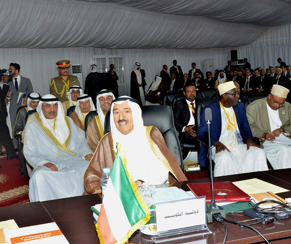 His Highness the Amir Sheikh Sabah Al-Ahmad Al-Jaber Al-Sabah  delivers his speech  at  the 27th Arab Summit