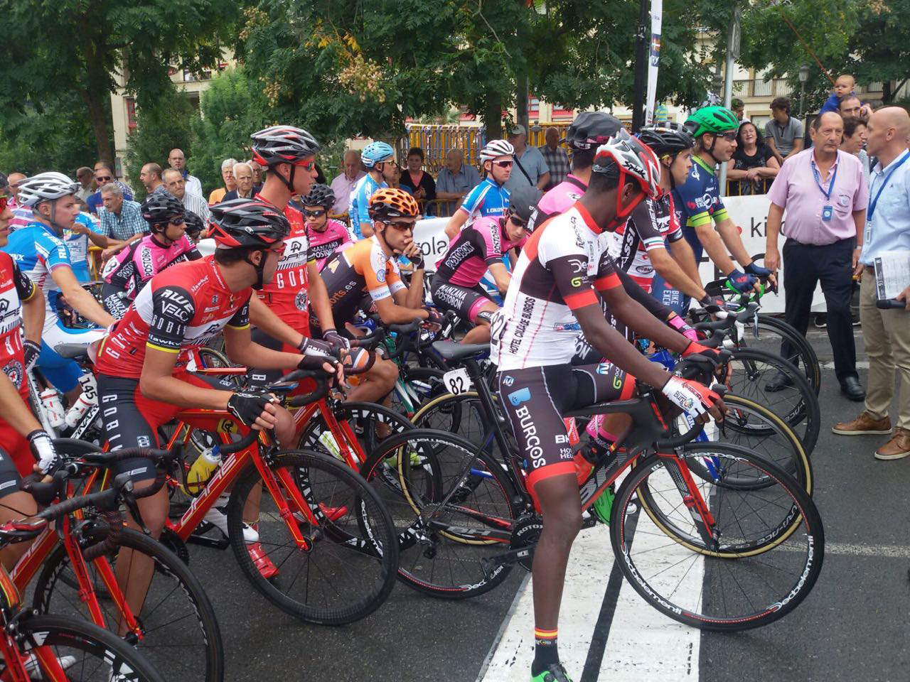 Members of Massi-Kuwait Cycling team at the 93rd Prueba Villafranca-Ordiziako Klasika race held in Spain