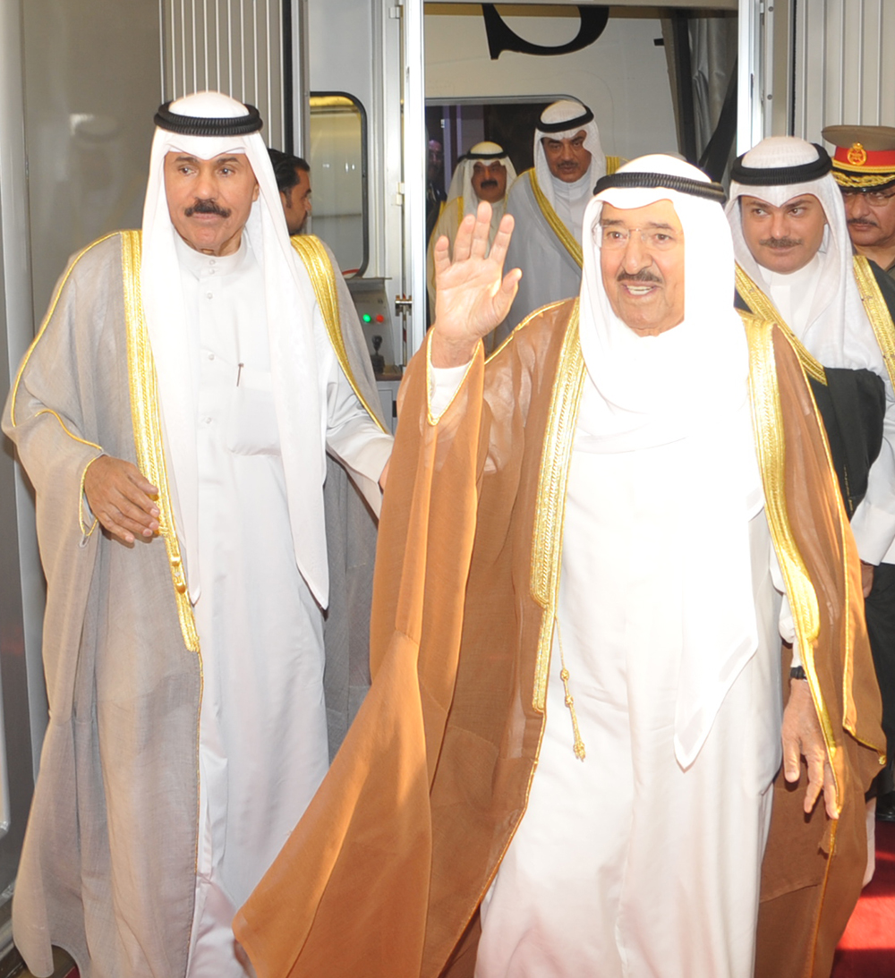 His Highness the Amir Sheikh Sabah Al-Ahmad Al-Jaber Al-Sabah arrived back in Kuwait after heading Kuwait's delegation to the 27th Arab Summit