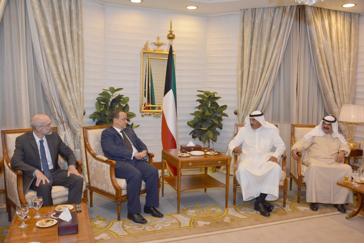 st Deputy Prime Minister and Foreign Minister Sheikh Sabah Khaled Al-Hamad Al-Sabah meets with the UN envoy for Yemen Ismail Ould Cheikh Ahmad