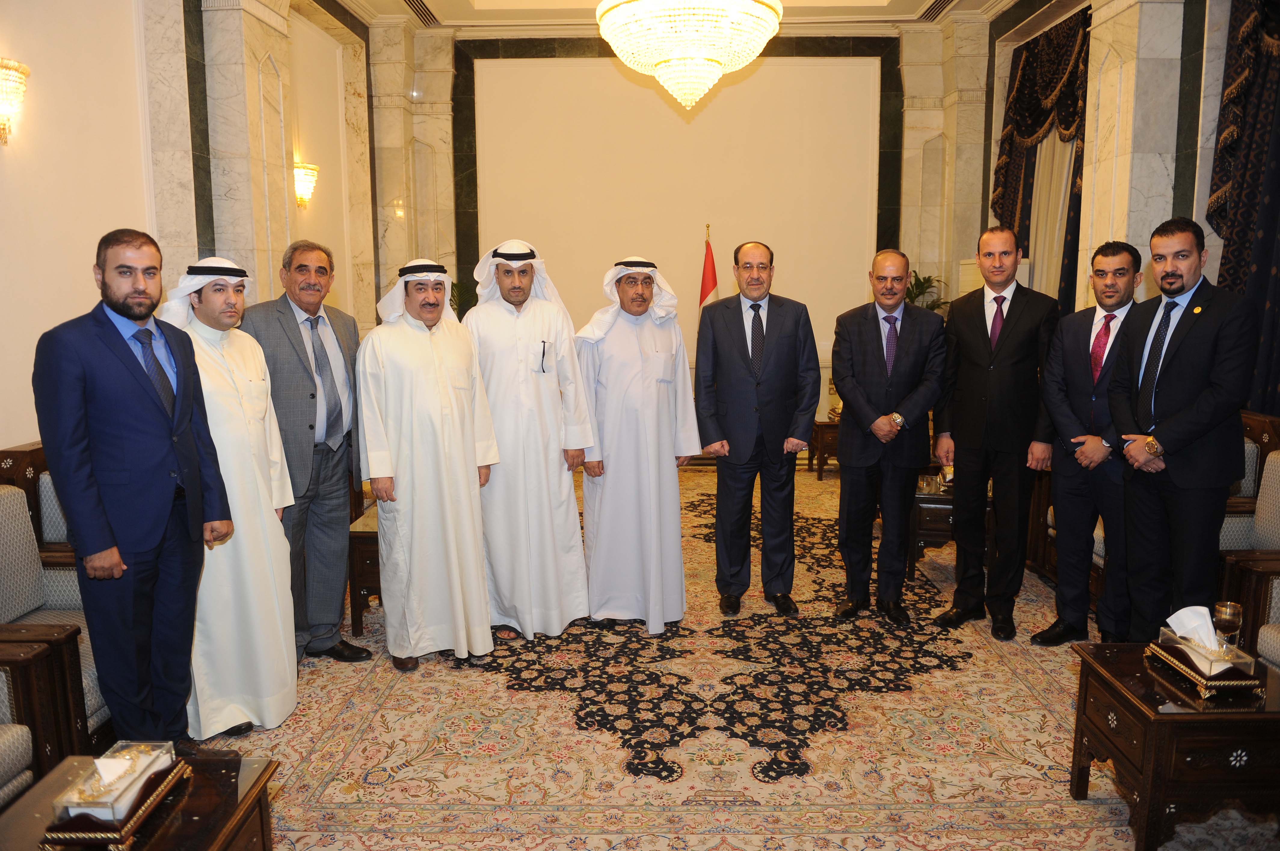 former Prime Minister Nouri Al-Maliki during his meeting with the visiting delegation from the Kuwait Journalists Association (KJA)