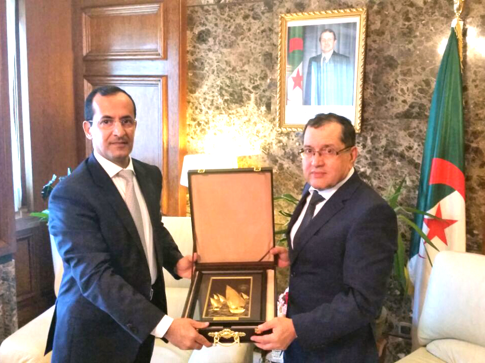 Kuwaiti Ambassador to Algeria Mohammad Al-Shabu with Algerian Energy Minister Noureddine Bouterfa