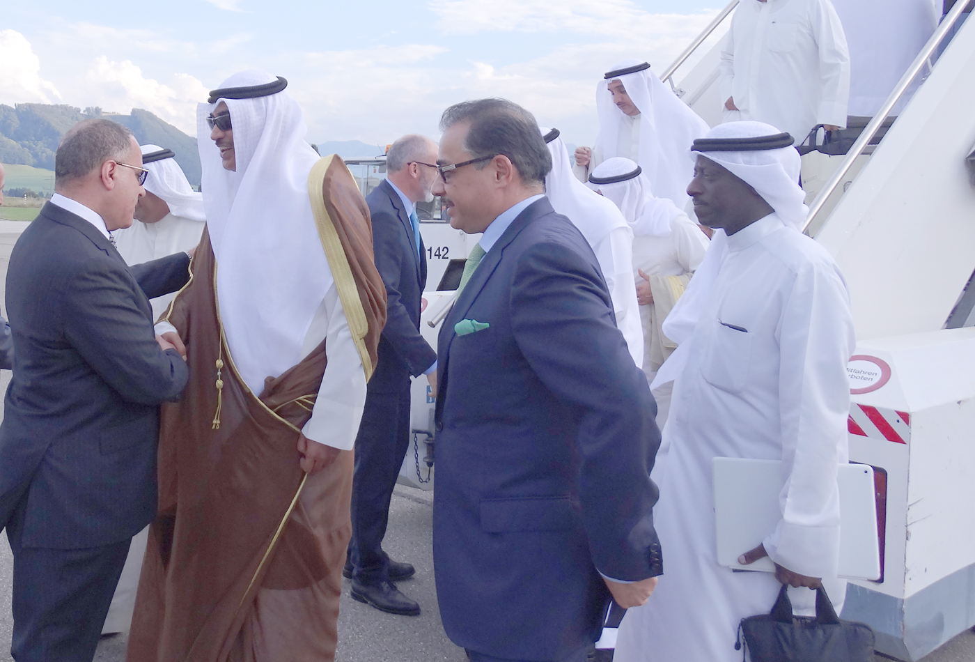 First Deputy Prime Minister and Foreign Minister Sheikh Sabah Khaled Al-Hamad Al-Sabah arrives Switzerland