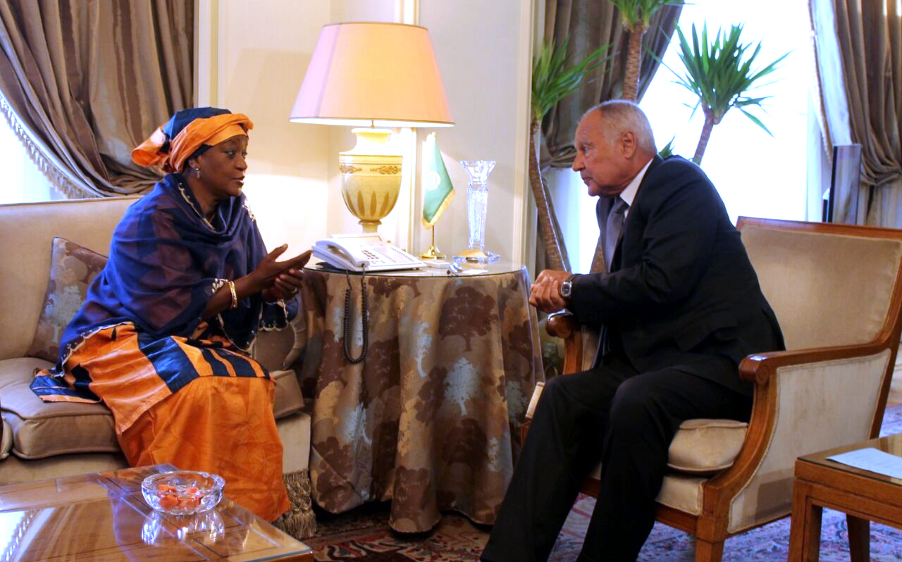 Arab League Secretary General Ahmad Abul-Gheit meets with UN Secretary-General on Sexual Violence in Conflict Zainab Bangura