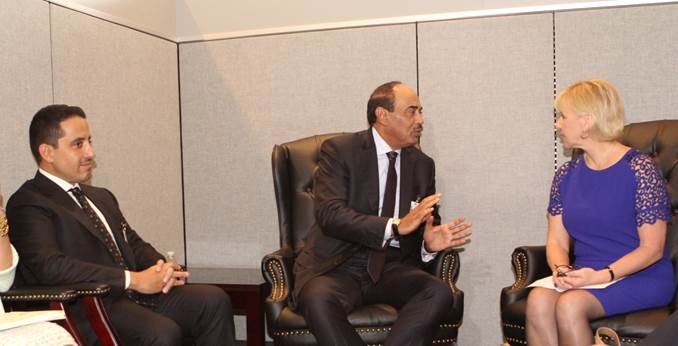 First Deputy Prime Minister and Foreign Minister Sheikh Sabah Khaled Al-Hamad Al-Sabah meets Sweden's Foreign Minister Margot Wallstrom