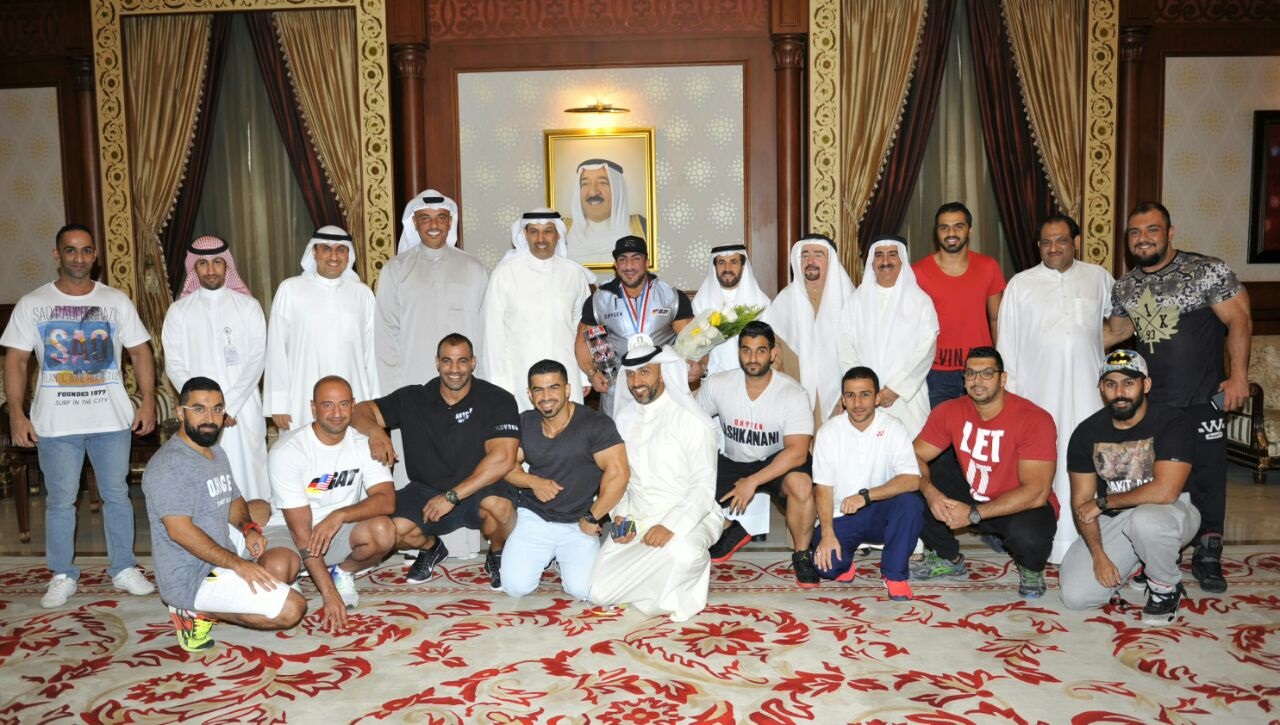 Kuwaiti body building Champion Ahmad Ashkanani during Greeted