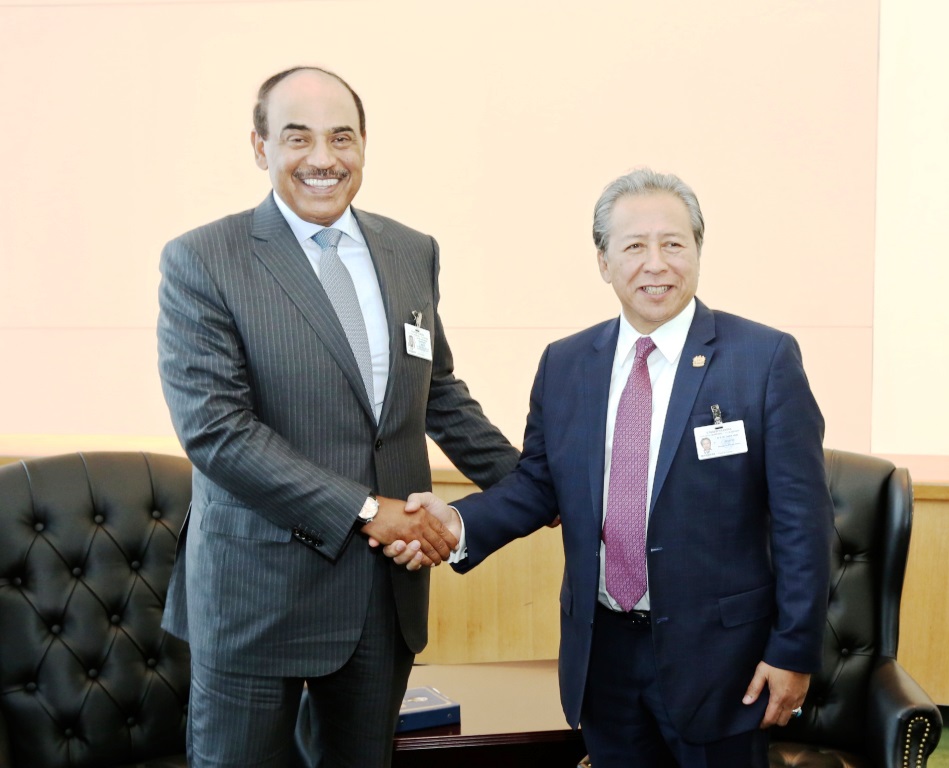 Kuwait's First Deputy Premier and Foreign Minister Sheikh Sabah Khaled Al-Hamad Al-Sabah meets Malaysian Foreign Minister Anifah Aman
