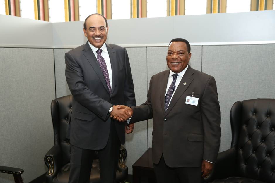 Kuwait First Deputy Prime Minister and Foreign Minister Sheikh Sabah Al-Khaled Al-Hamad Al-Sabah meets the Tanzanian Minister of Foreign Affairs Augustine Phillip Mahiga