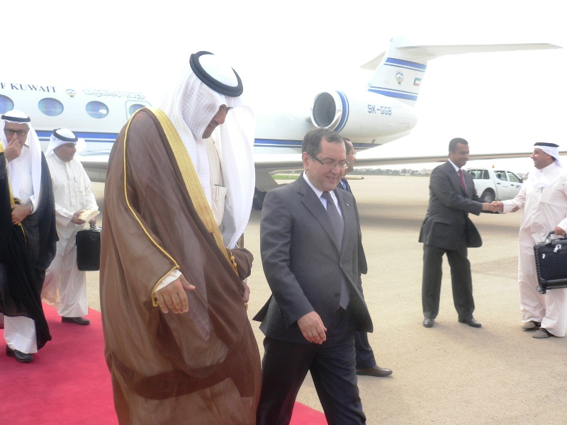 Kuwait's Deputy Prime Minister, Minister of Finance and Acting Oil Minister Anas Al-Saleh arrives in Algeria