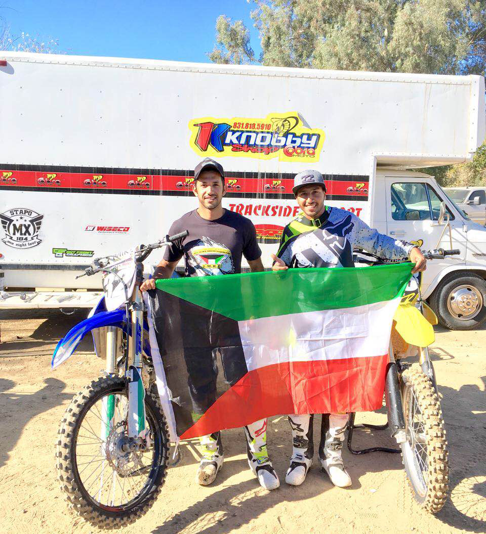 The Kuwaiti motor-cyclist Muaz Al-Ansari with Mohammad Al-Khlaifi