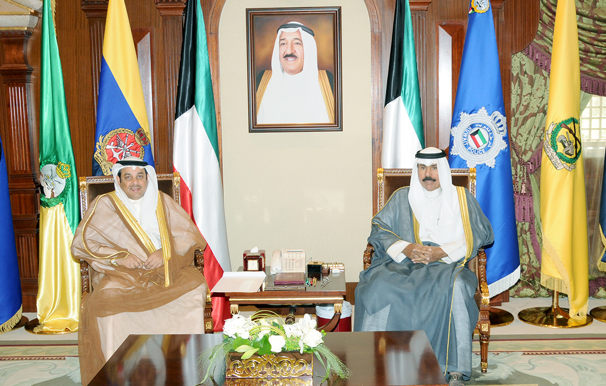His Highness the Deputy Amir and Crown Prince Sheikh Nawaf Al-Ahmad Al-Jaber Al-Sabah receives Minister of Justice, Minister of Awqaf and Islamic Affairs Yaqoub Abdulmohsen Al-Sanea