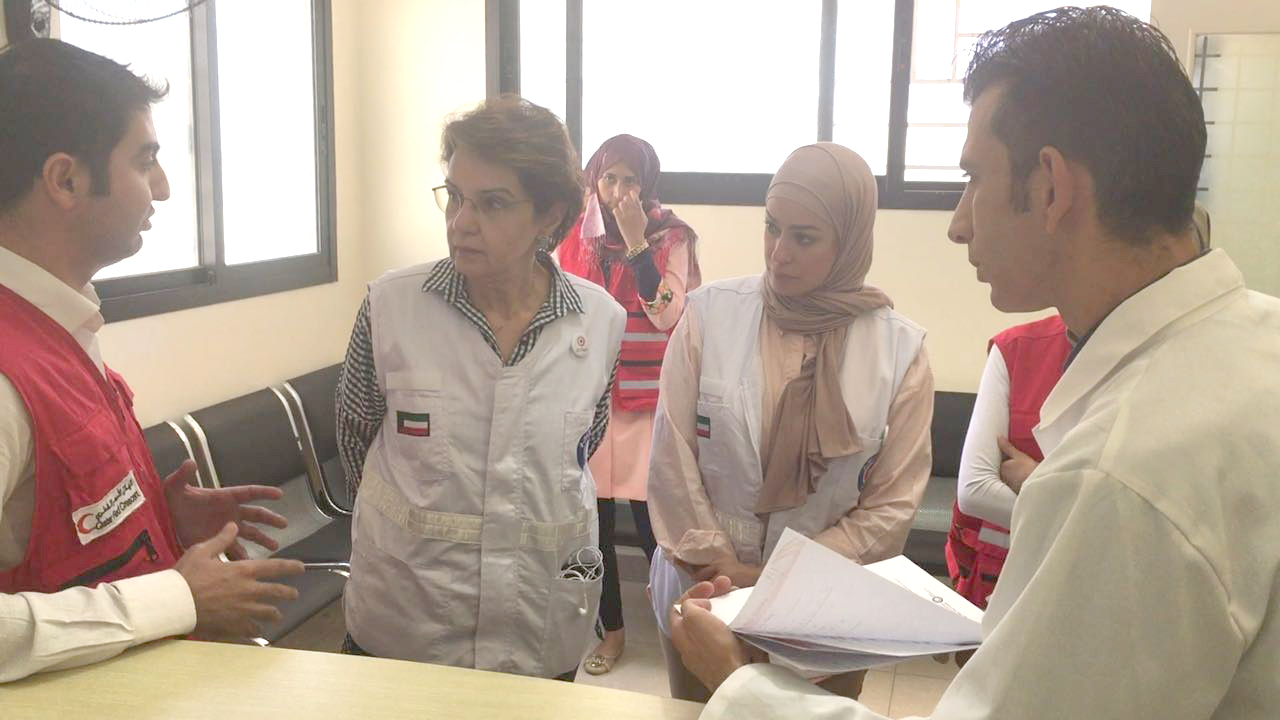 Kuwait Red Crescent Society Secretary General Maha Al-Barjas inspecting some joint humanitarian projects that have been carries out by KRCS and QRCS