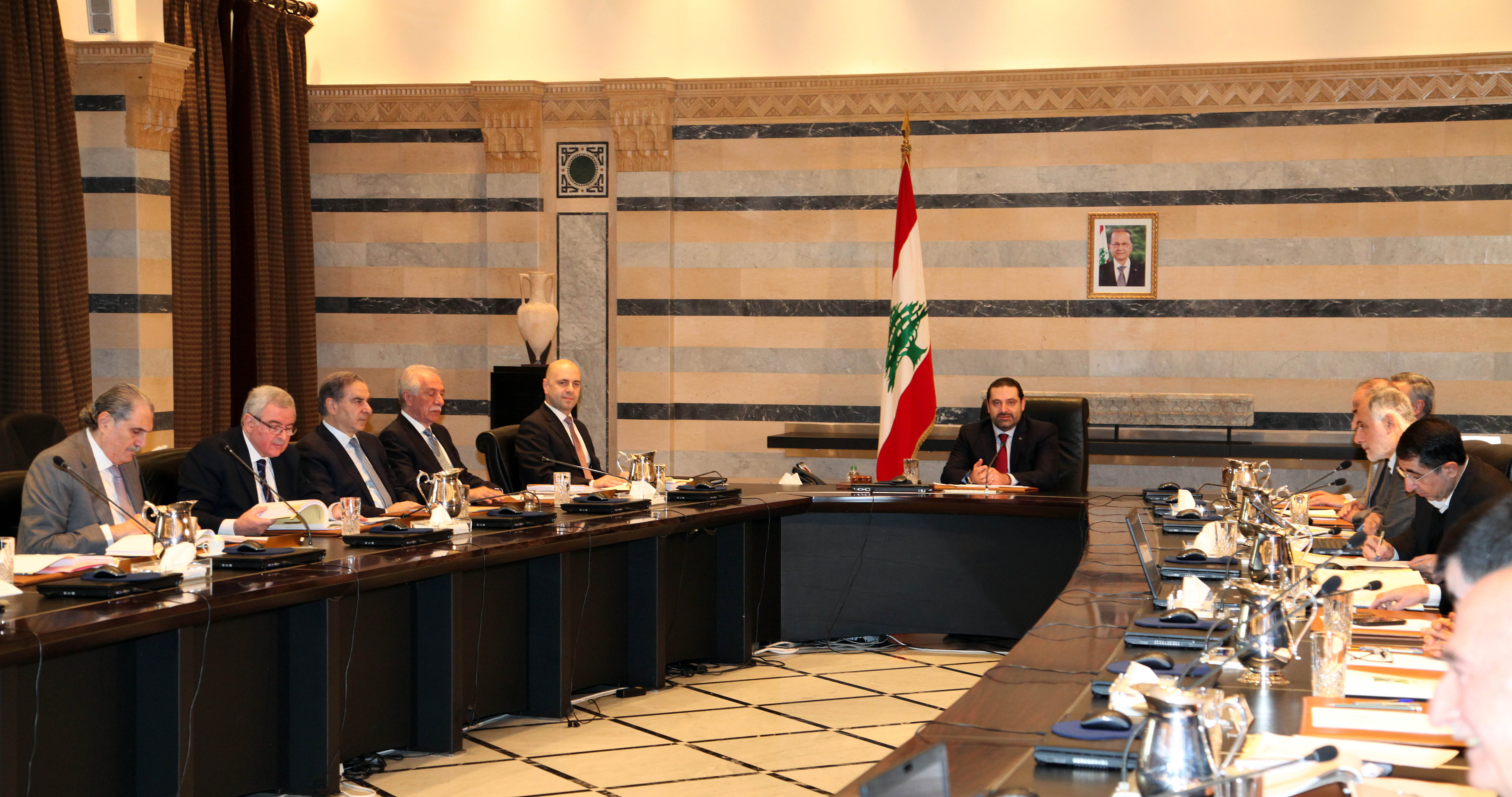 رئيس مجلس الوزراء اللبناني سعد الحريري خلال ترؤسه جلسة للحكومة اللبنانية