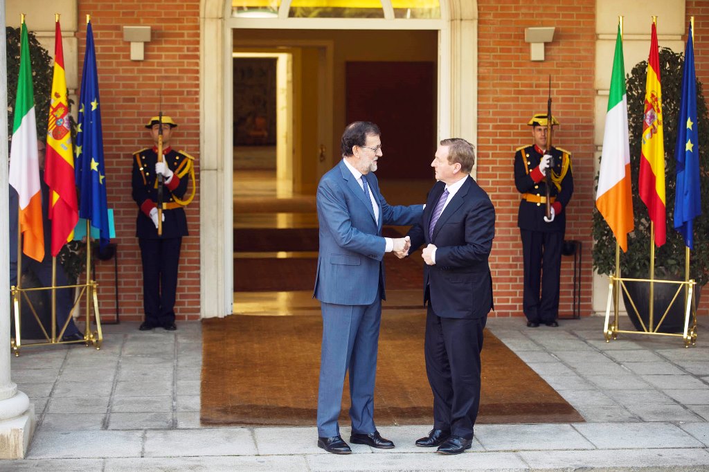 رئيس الوزراء الايرلندي الزائر إندا كيني مع نظيره الاسباني ماريانو راخوي في مدريد