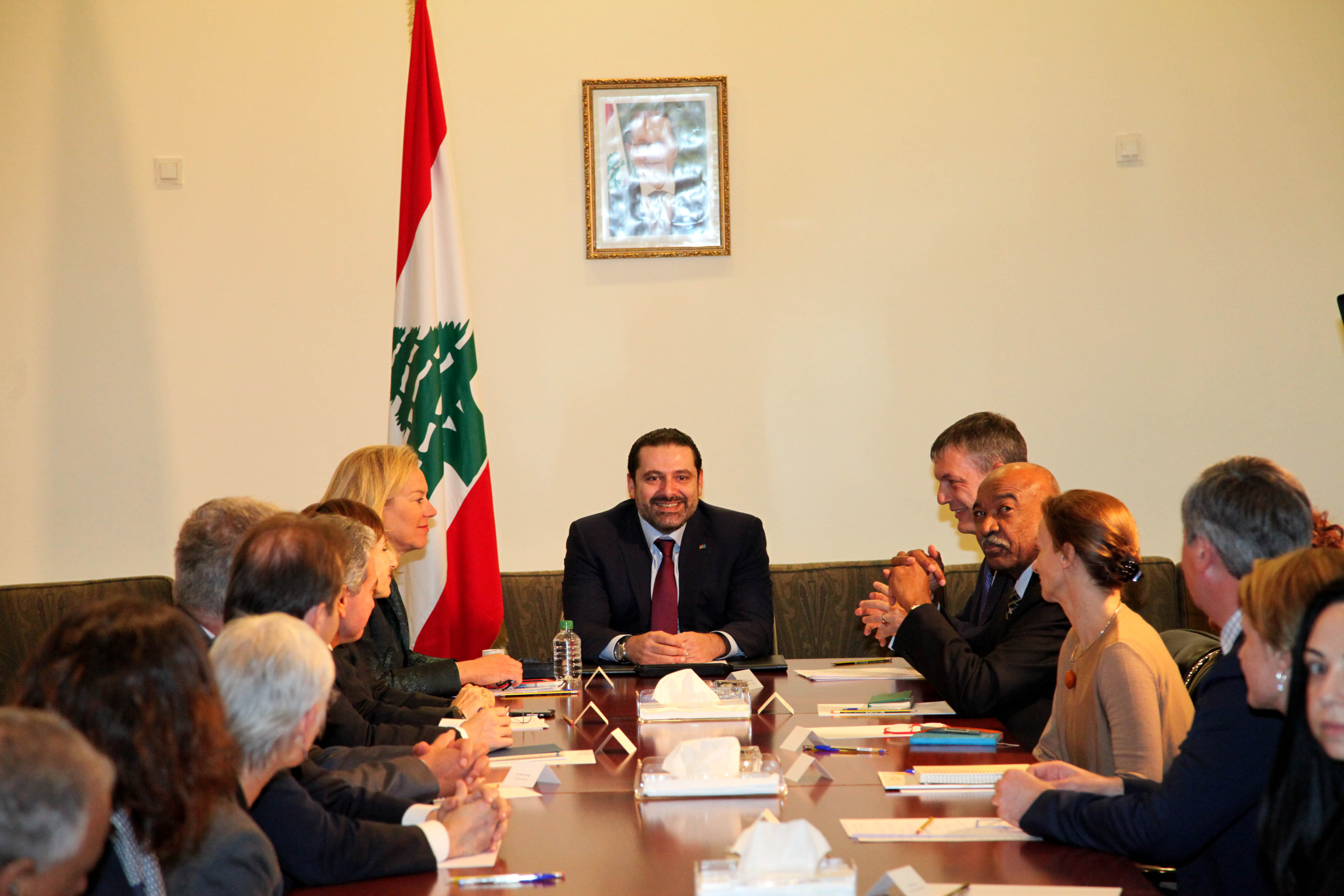 Lebanon's Prime Minister Saad Hariri receives a delegation of UN organizations