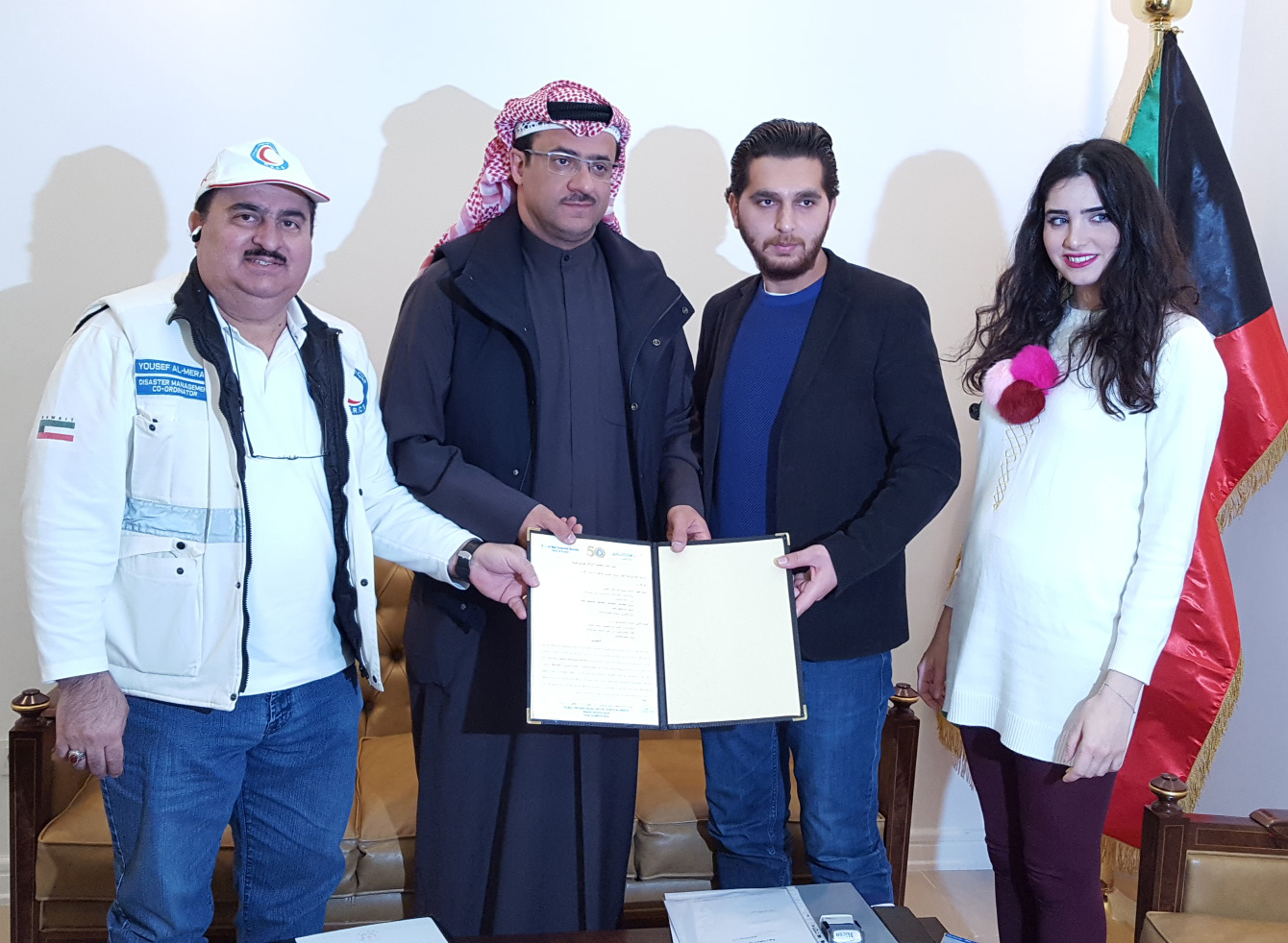 Consul General of Kuwait to Irbil Omar Al-Kandiri during supervised the signing of two agreements today between KRCS and a construction company in Iraqi Kurdistan