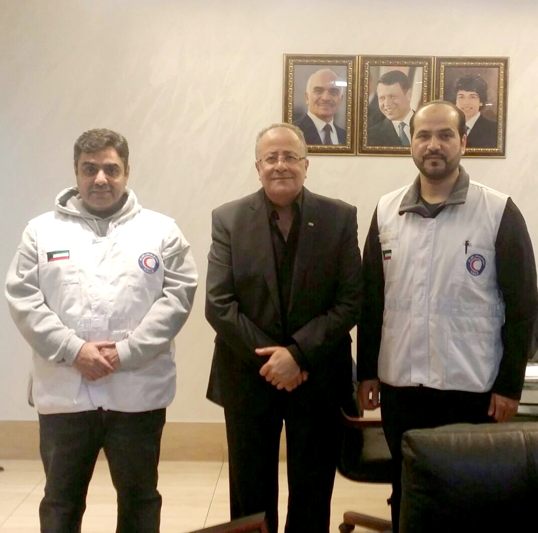 Head of the KRCS delegation in Jordan Mohammad Al-Mutairi with Head of the Jordanian Red Crescent D.Mohamed Al-Hadid