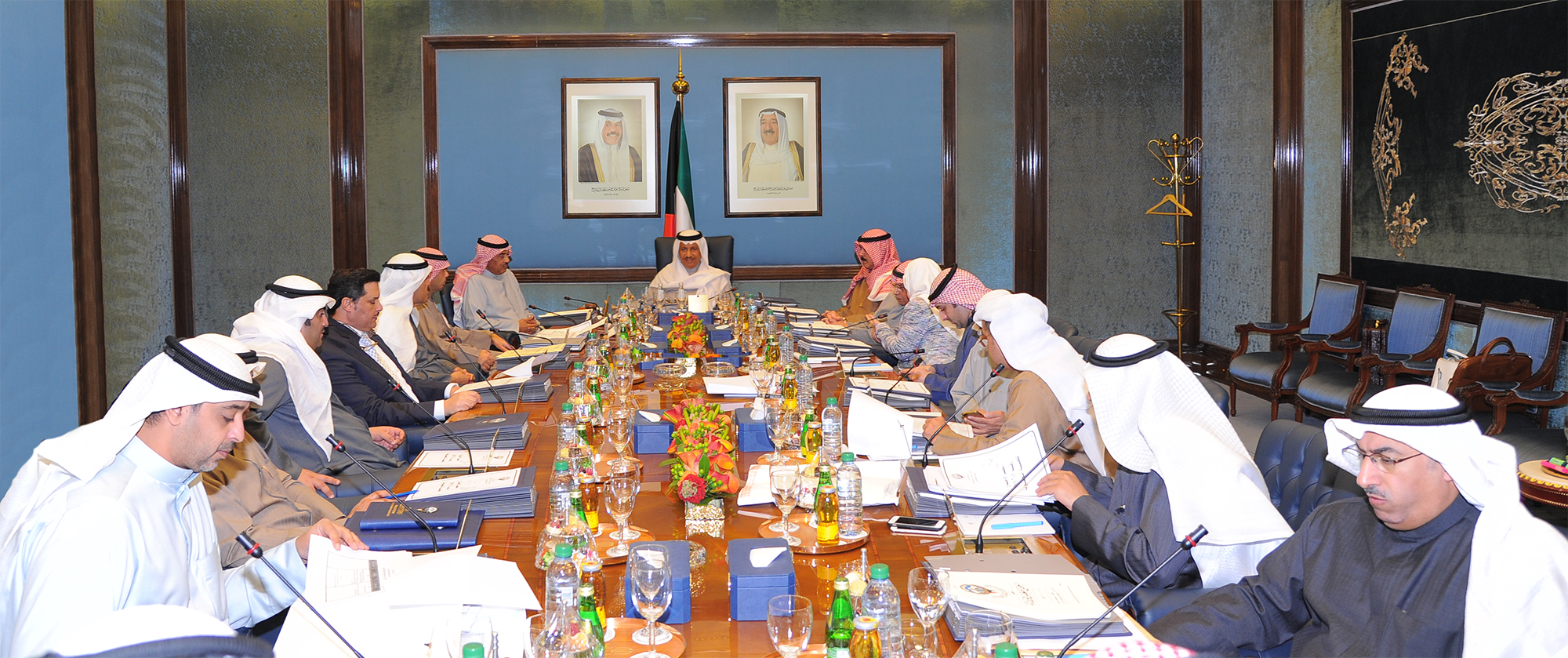 His Highness the Prime Minister Sheikh Jaber Mubarak Al-Hamad Al-Sabah presides the Cabinet weekly meeting