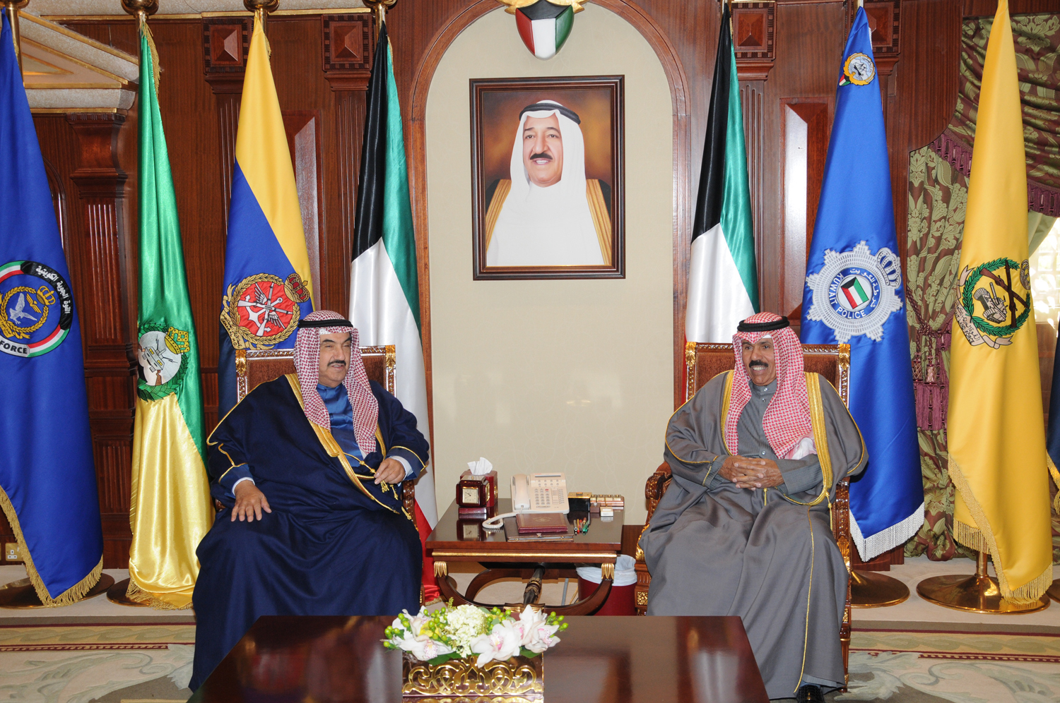 His Highness the Crown Prince Sheikh Nawaf Al-Ahmad Al-Jaber Al-Sabah received His Highness Sheikh Nasser Al-Mohammad Al-Ahmad Al-Sabah