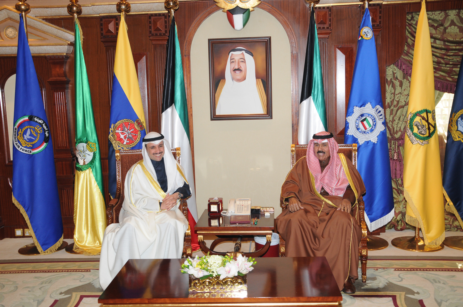 His Highness the Crown Prince Sheikh Nawaf Al-Ahmad Al-Jaber Al-Sabah receives Speaker of the National Assembly Marzouq Al-Ghanim