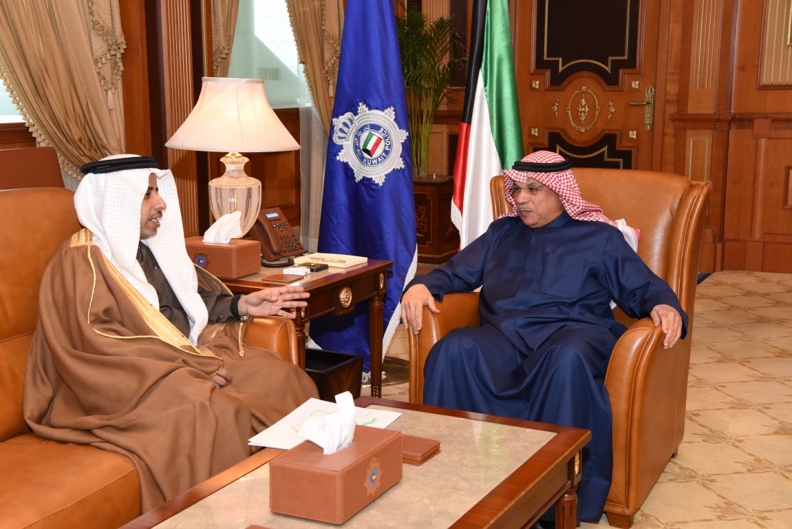 Deputy Prime Minister and Interior Minister Sheikh Khaled Al-Jarrah Al-Sabah meets with Secretary General of the Arab Interior Ministers' Council Dr. Mohammed bin Ali Komen