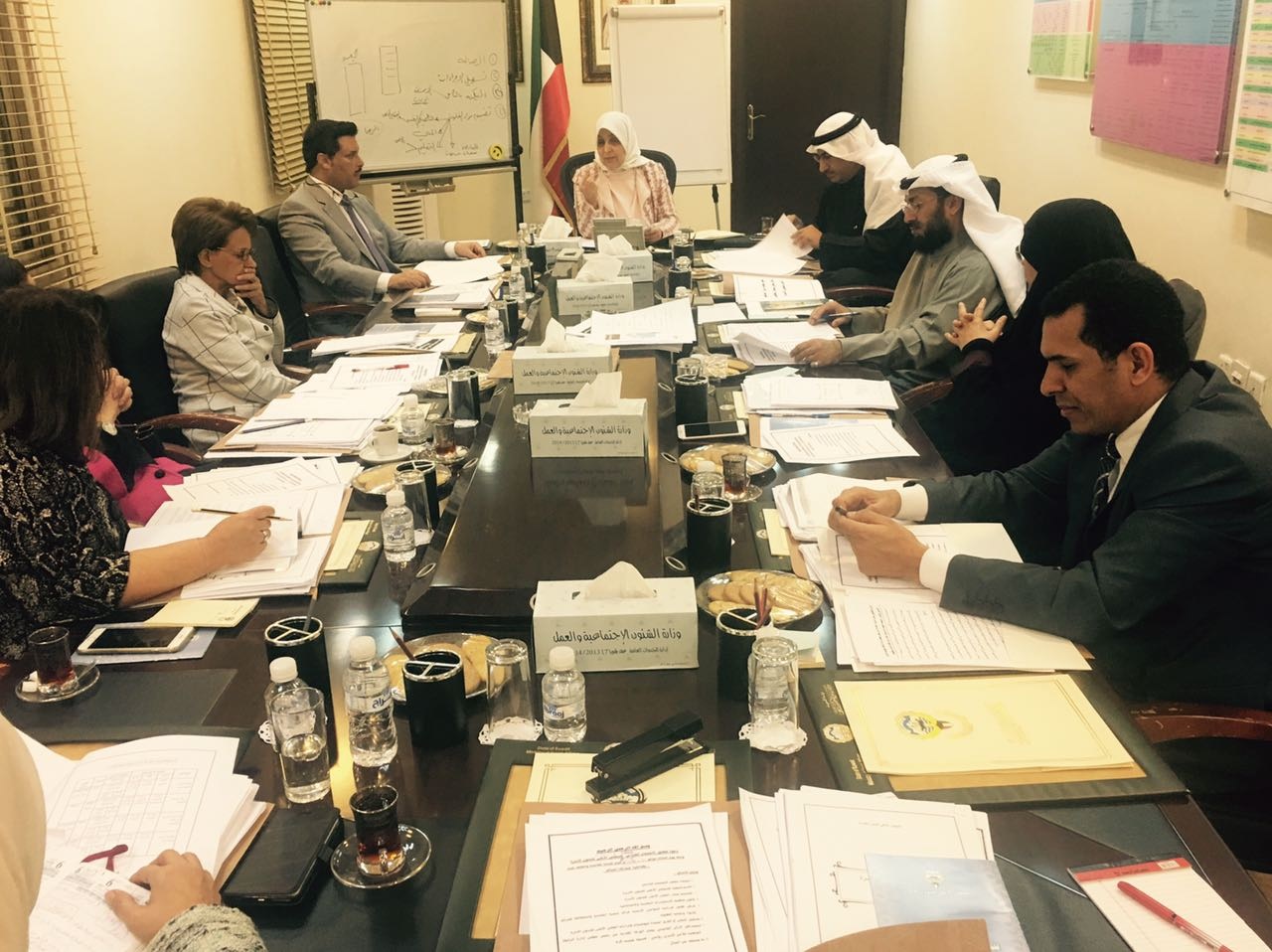 Minister of Social Affairs and Labor Hind Al-Sabeeh heads the meeting