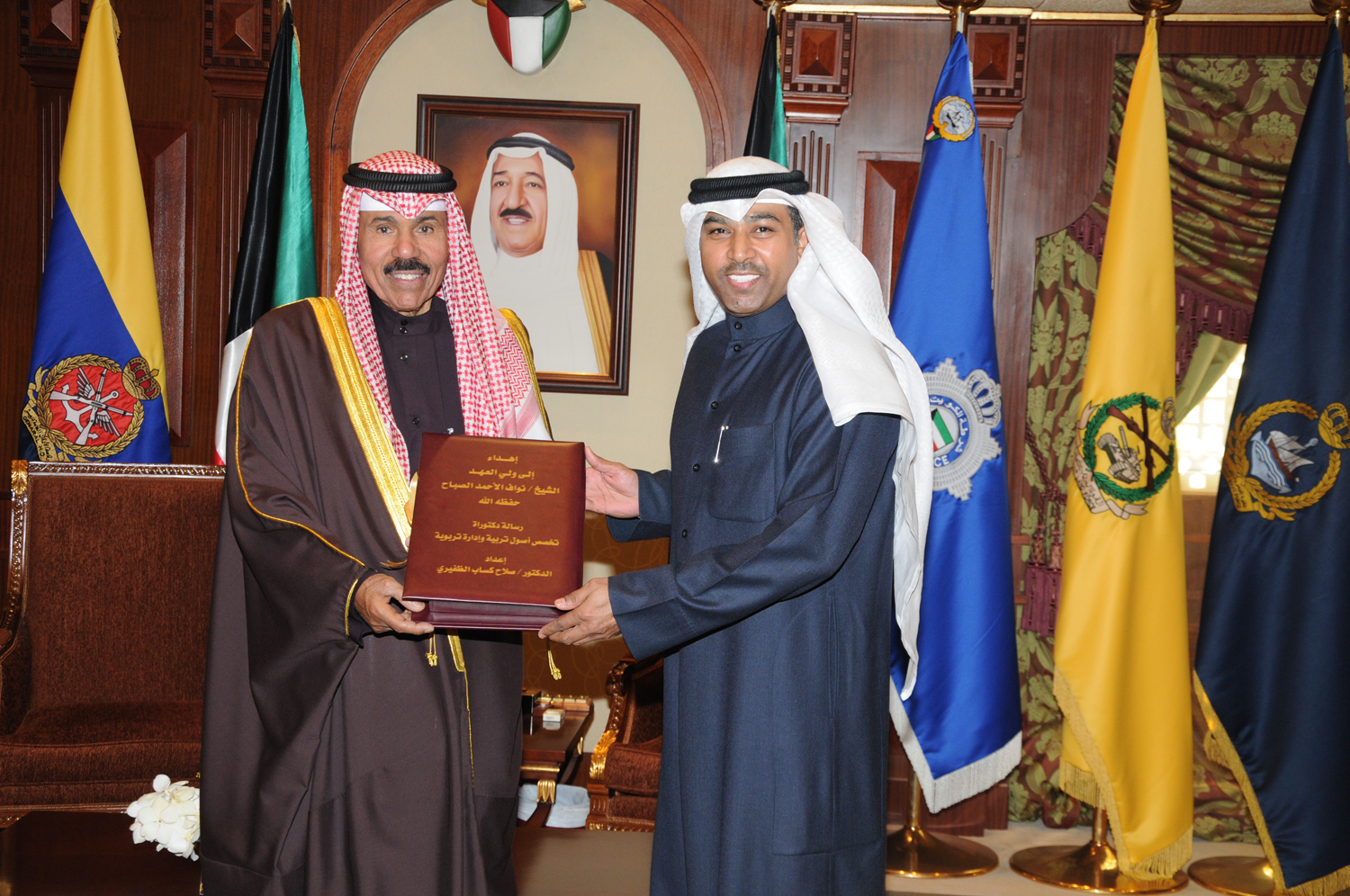 His Highness the Crown Prince Sheikh Nawaf Al-Ahmad Al-Jaber Al-Sabah receives Dr. Salah Kassab Al-Thufairi