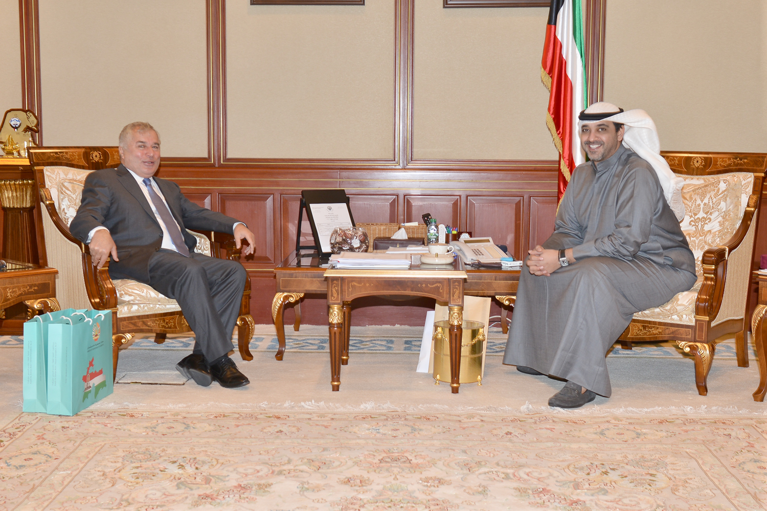 Minister of State for Cabinet Affairs Sheikh Mohammed Abdullah Al-Mubarak Al-Sabah meets ambassador of the Tajik Republic