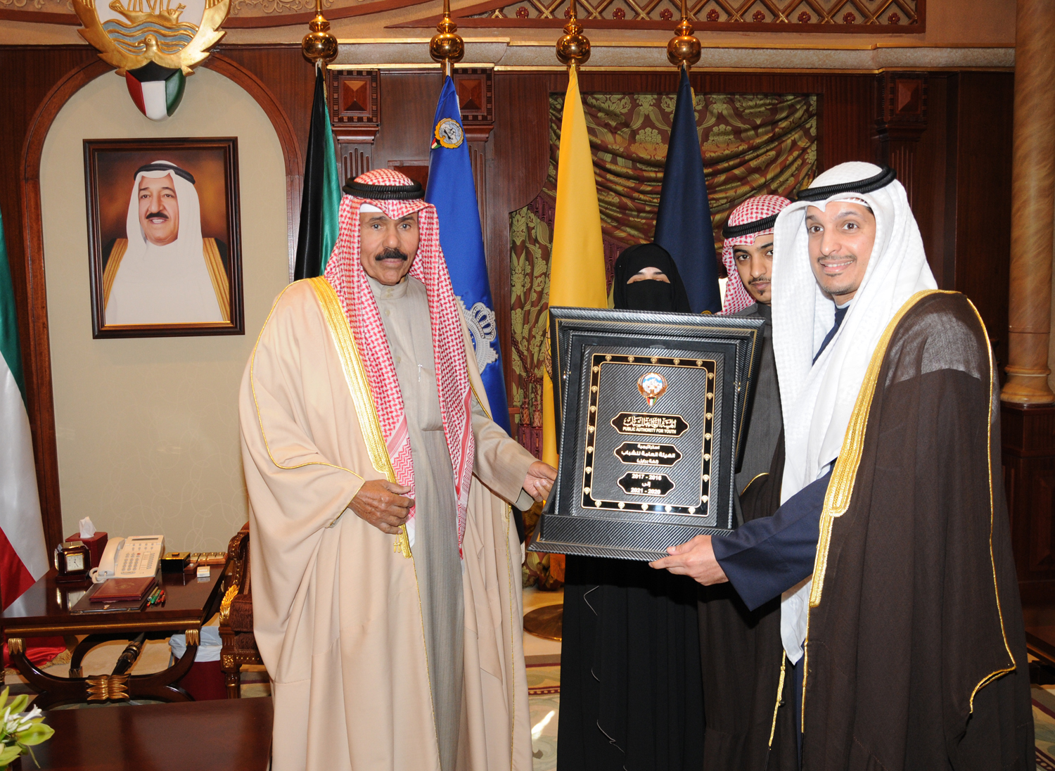 His Highness the Crown Prince Sheikh Nawaf Al-Ahmad Al-Jaber Al-Sabah received Minister of Information and Minister of State for Youth Affairs Sheikh Salman Sabah Salem Al-Humoud Al-Sabah