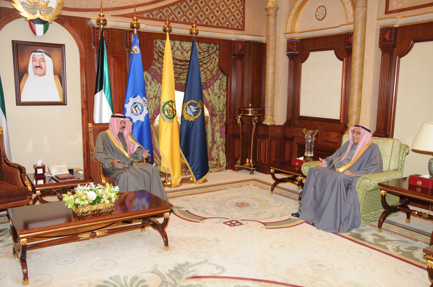 His Highness the Crown Prince Sheikh Nawaf Al-Ahmad Al-Jaber Al-Sabah receives Kuwait's Ambassador to the United Kingdom Khaled Abdulaziz Al-Duwaisan