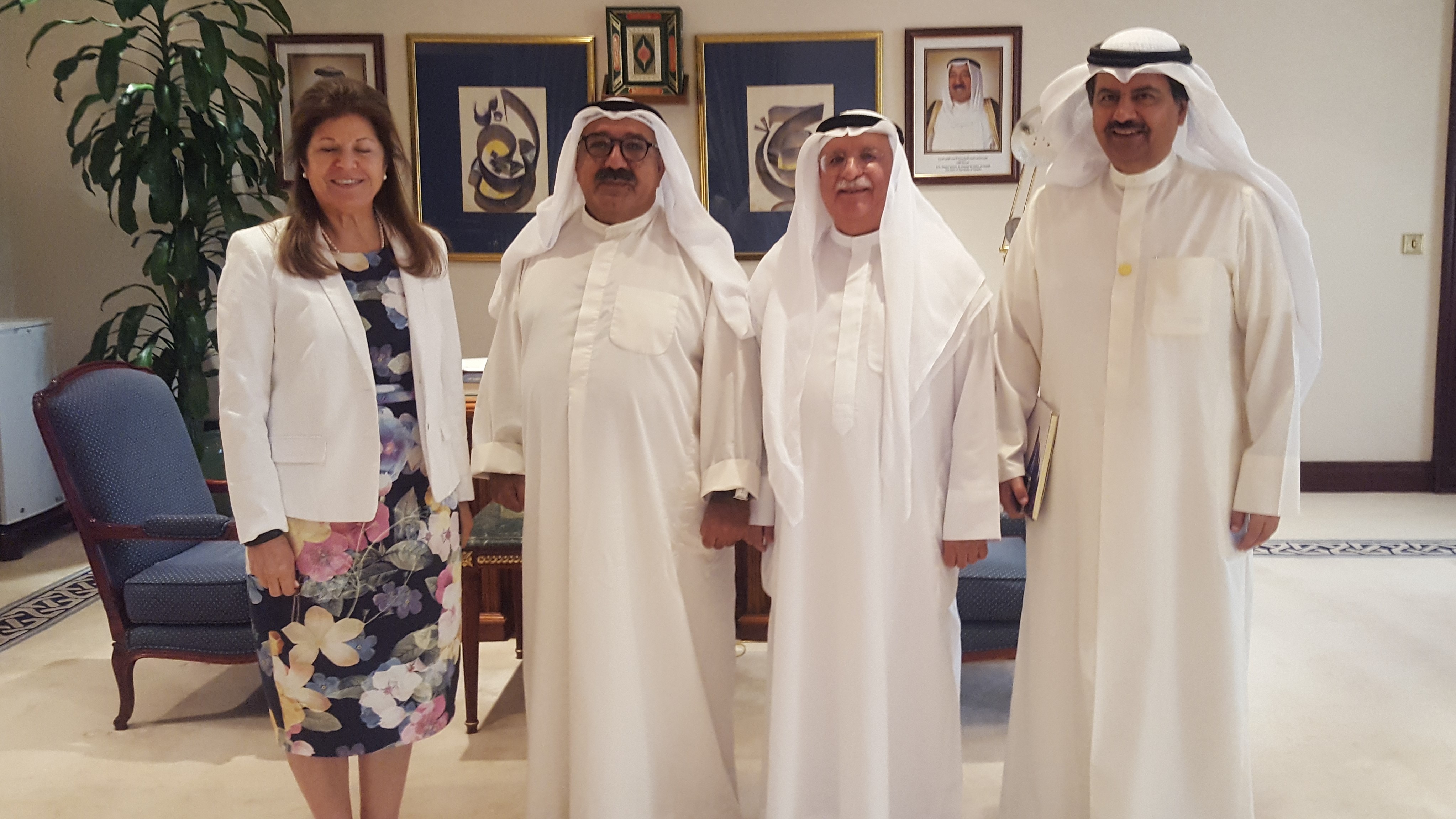 Minister of Amiri Diwan Affairs Sheikh Nasser Sabah Al-Ahmad Al-Sabah receives General Director of Kuwait Institute for Scientific Research Samira Omar