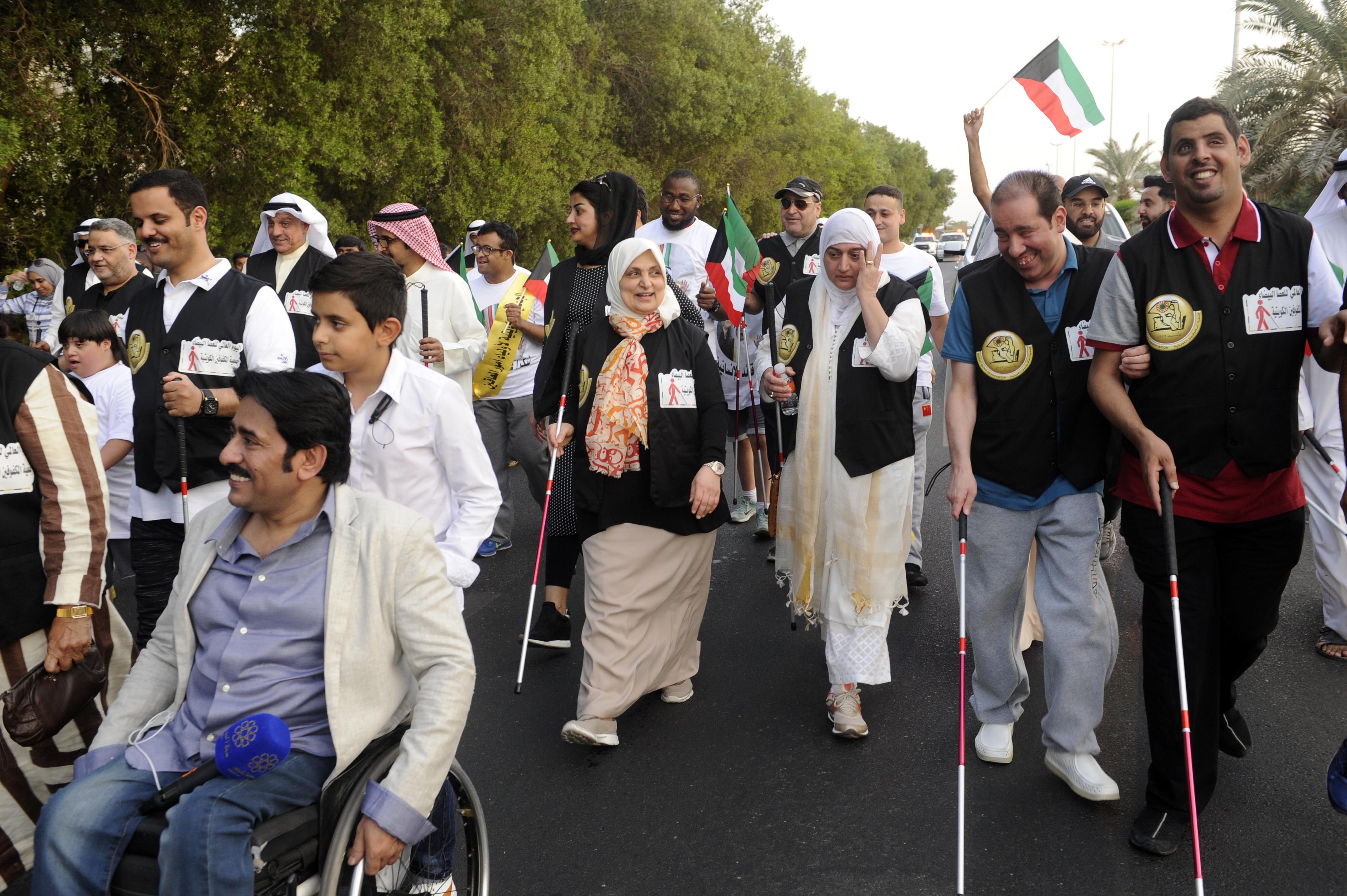 Kuwait's Minister of Social Affairs and Labor Hind Al-Sabeeh during sponsoring a marathon organized by the society to mark the world White Cane Day