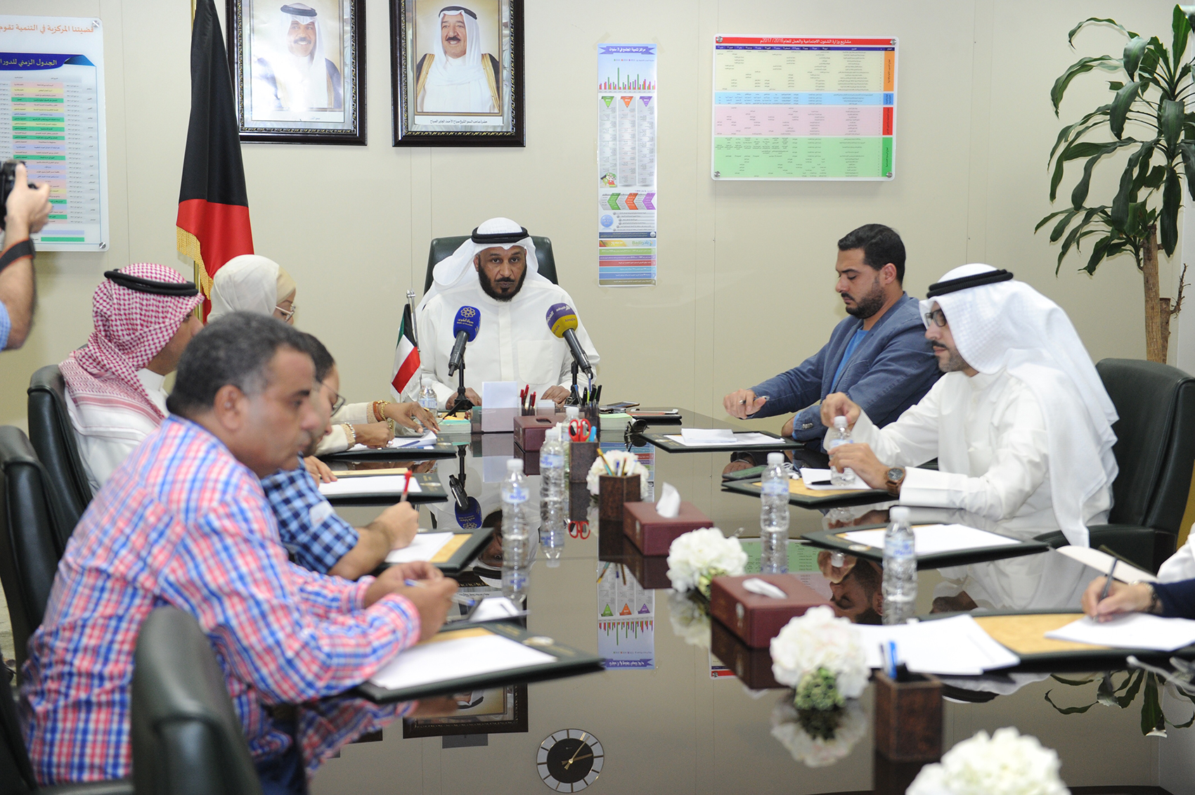 Undersecretary of the Ministry of Social Affairs and Labor Saad Al-Kharraz during the press conference