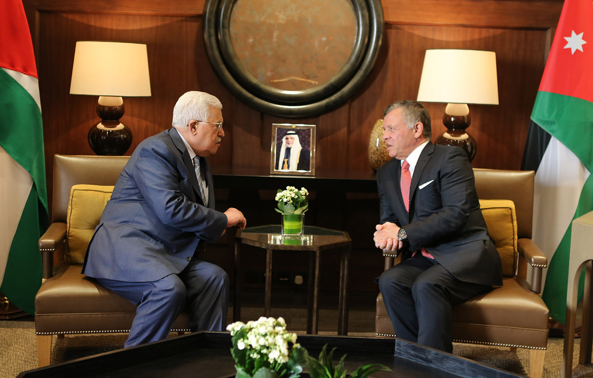 King Abdullah II of Jordan meets with Palestinian President Mahmoud Abbas in Amman