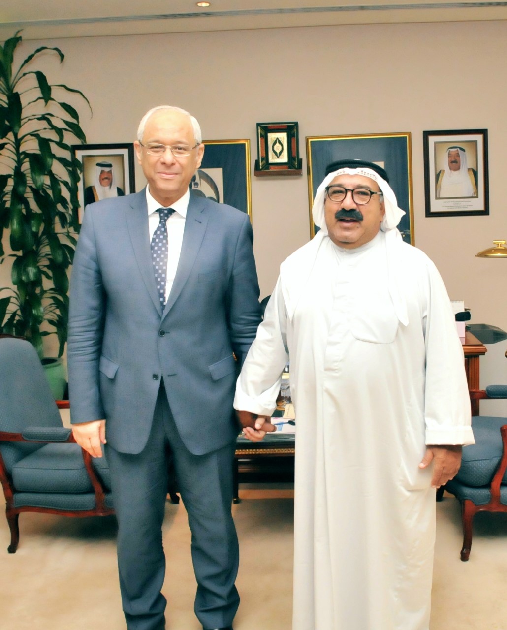 Minister of Amiri Diwan Affairs Sheikh Nasser Sabah Al-Ahmad Al-Sabah receives the Egyptian Ambassador to Kuwait Yasser Atef