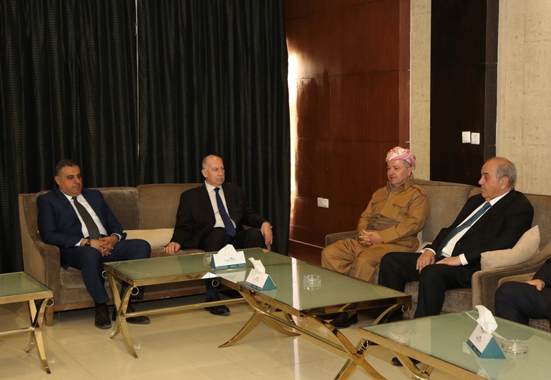 Iraq's Kurdistan President Masoud Barzani meets Vice Presidents Osama Al-Nujaifi and Ayad Allawi in Sulaimaniya