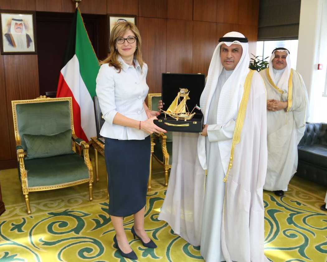 Kuwait's Minister of Justice Faleh Al-Azeb with Bulgarian Minister of Foreign Affairs and Deputy Prime Minister for Judicial Reform Ekaterina Zakharieva